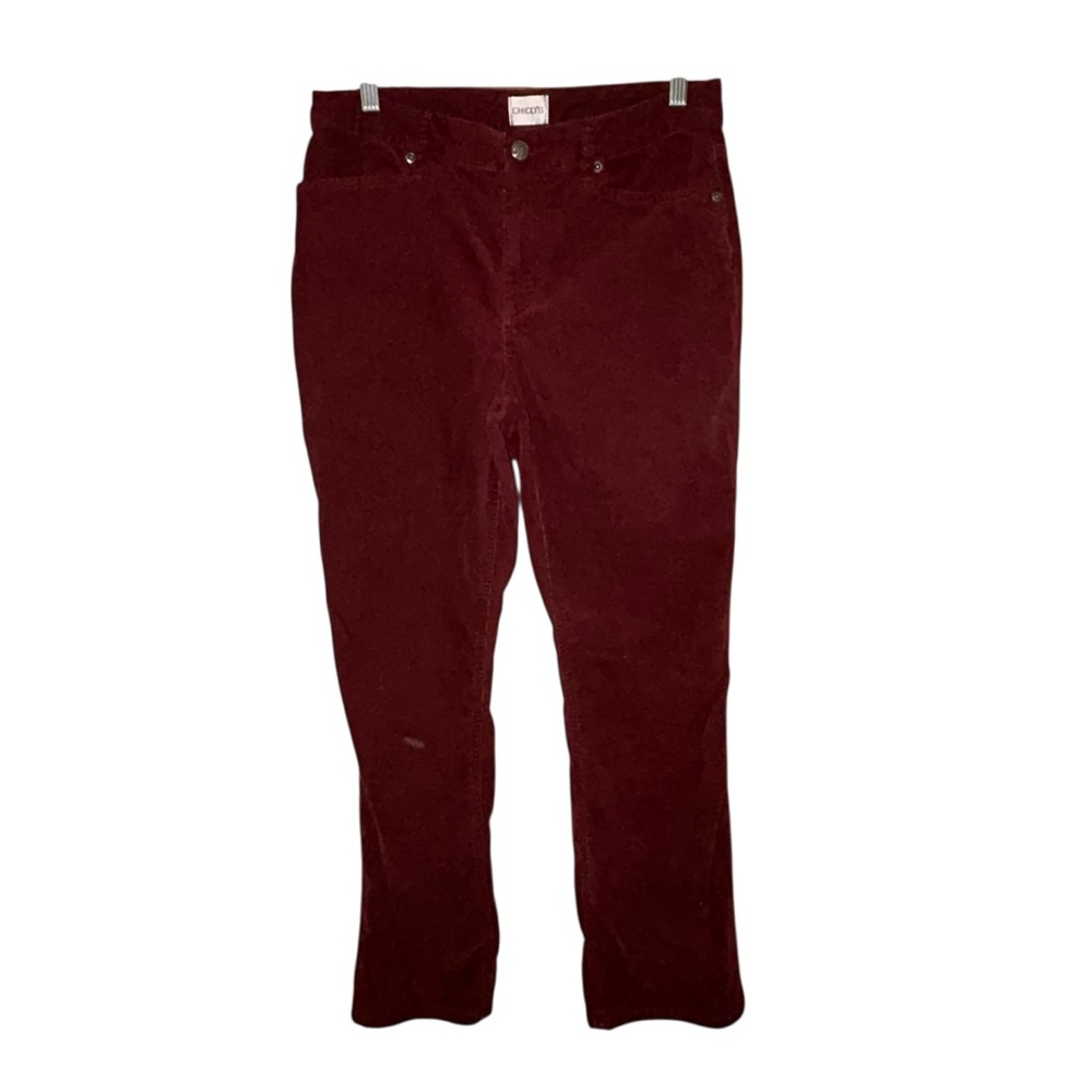 Chicos (1) Womens Vtg Burgundy Corduroy‎ Pants 8 Short Stretch Cotton Bootcut